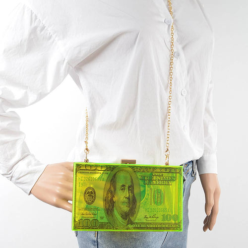 Money Printed Transparent Hard Case Bag