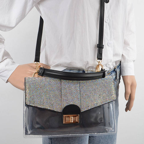 Rhinestone Clear Bag W/Purse