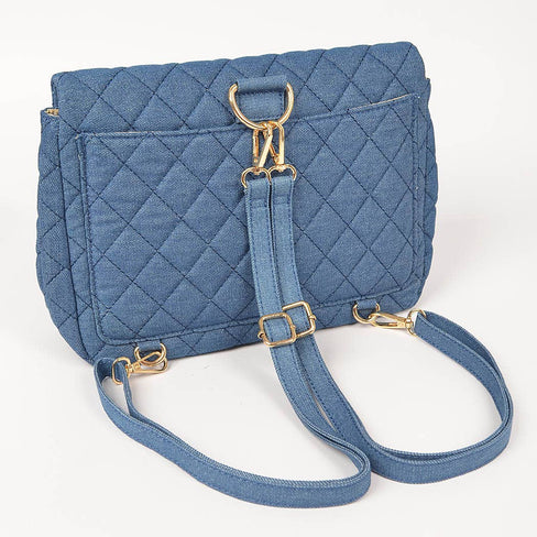 Aerica Quilted Denim Flap Backpack