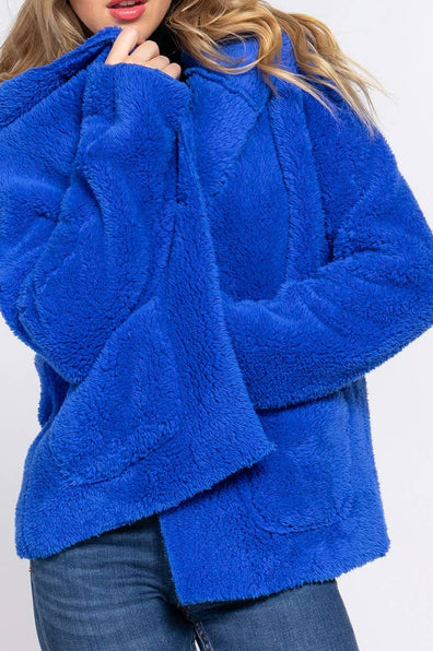 ALICA Long Dolman Sleeve Hoodie Sherpa Jacket