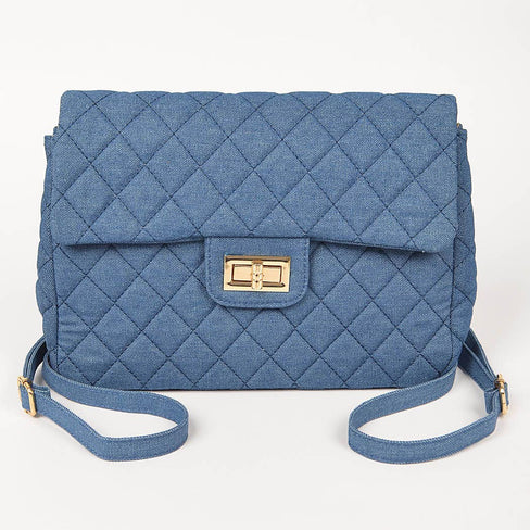 Aerica Quilted Denim Flap Backpack