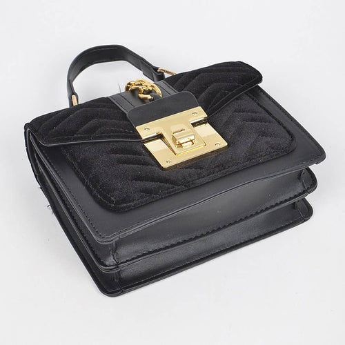 Quilted Velvet Pu Trim Bag