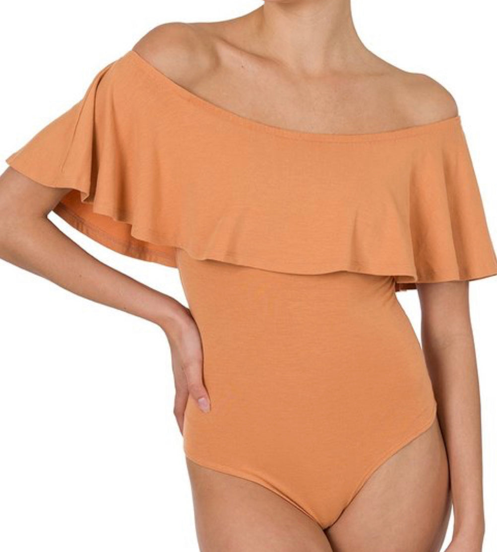 RUFFLE BODYSUIT (BUTTER ORANGE)
